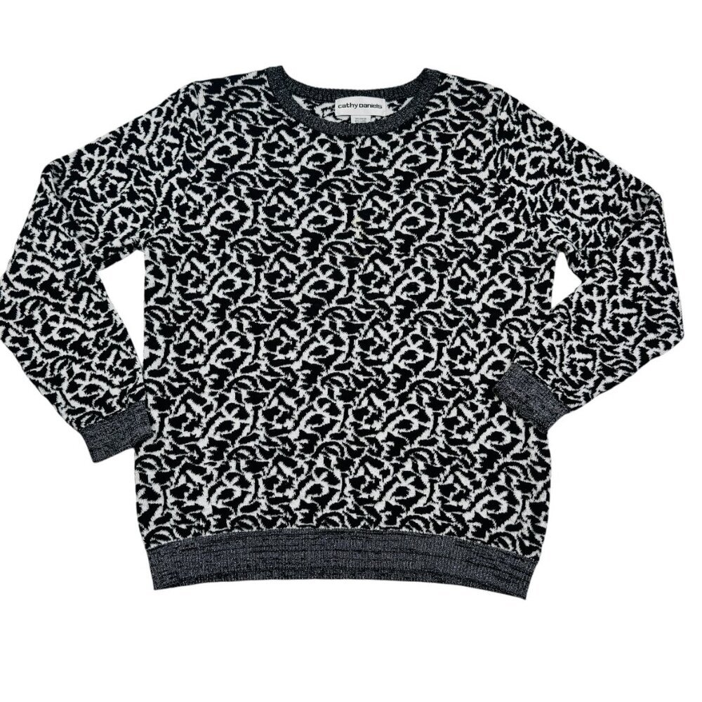 Cathy Daniels Textured Abstract Artsy Metallic Sweater Women's Size Large